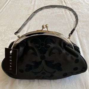 Flocked evening bag -Black (87421-N)